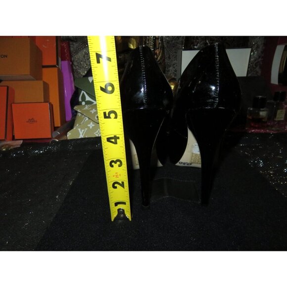 Dolce Vita Bunny Black Patent Leather Platform Heels Embellished Gold Bows 8.5 - Picture 4 of 12